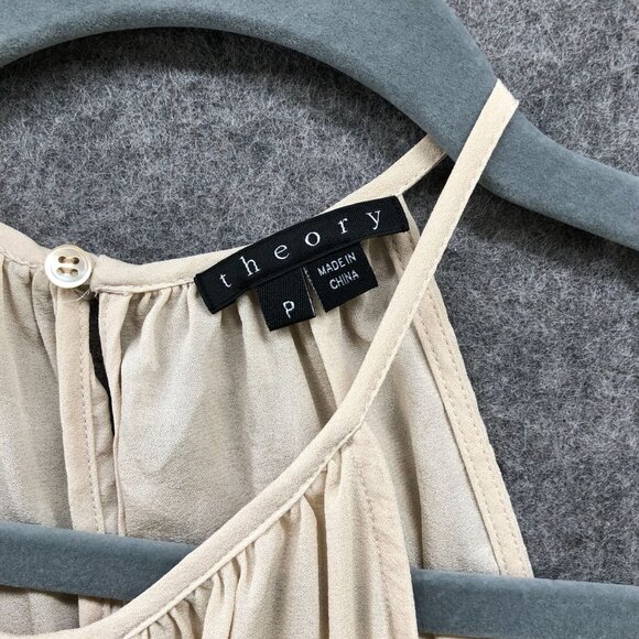 Theory Terabi Silk Halter Top Womens P (SP) Beige Drape Sleeveless Tunic Cami - Picture 7 of 11